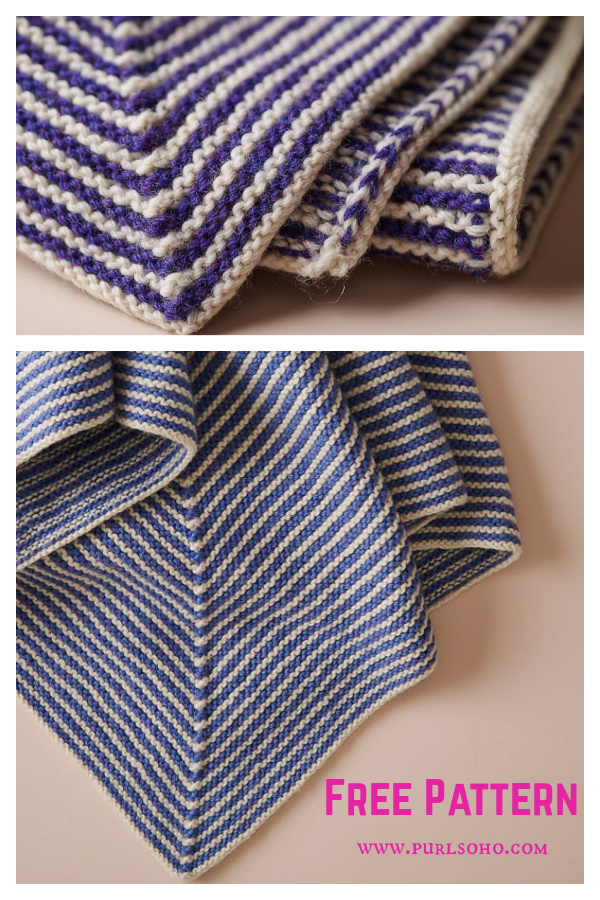 Little Mitered Stripes Blanket Free Knitting Pattern