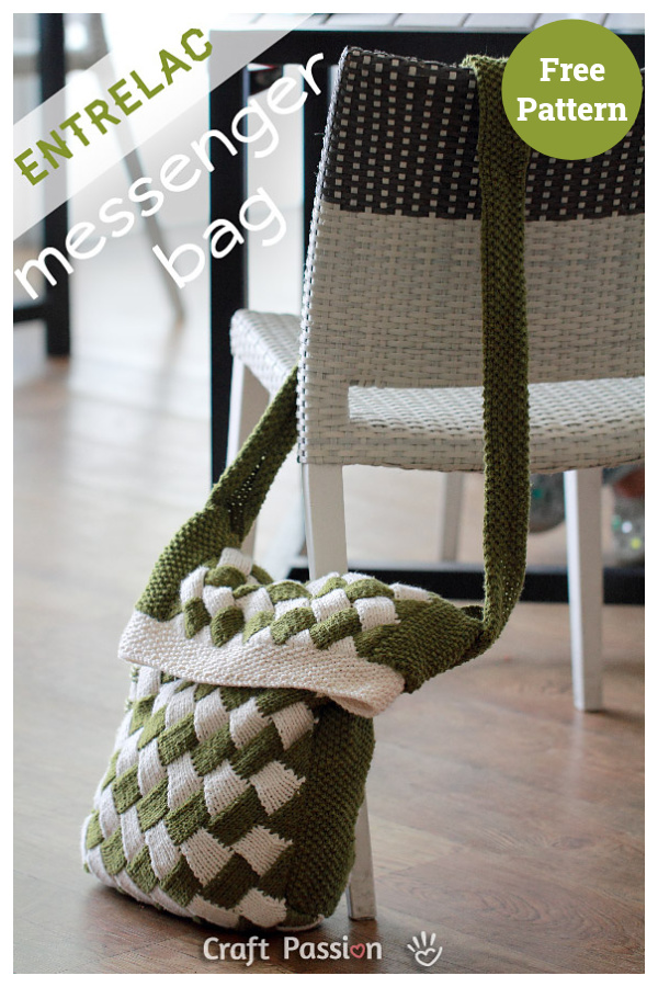 Entrelac Messenger Bag Free Knitting Pattern