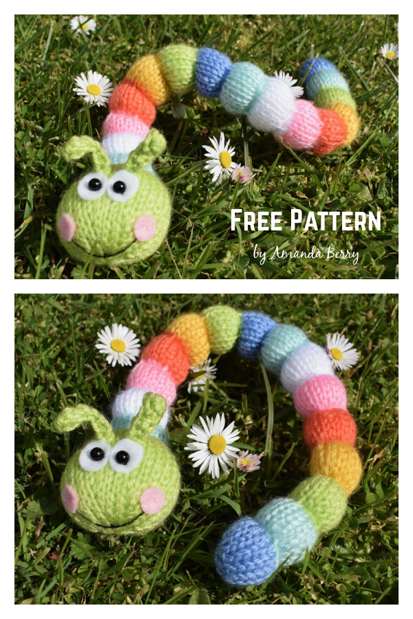 Rainbow Caterpillar Free Knitting Pattern