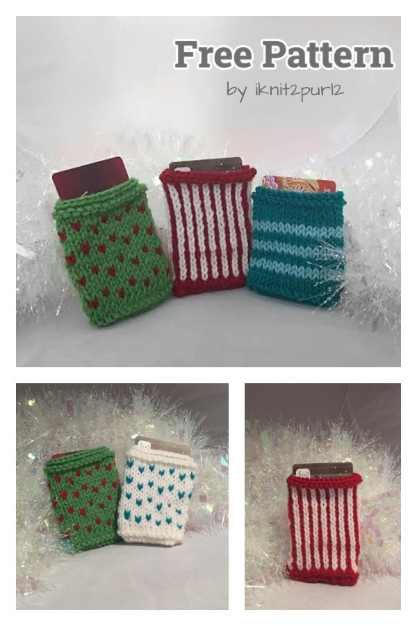 Holiday Giftcard Holders Free Knitting Pattern