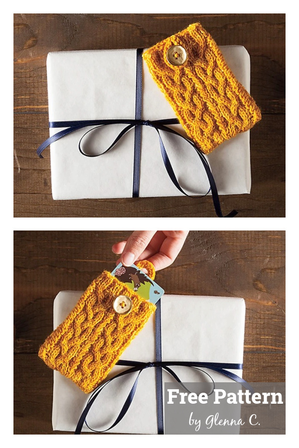 Pocket Aran Gift Card Holder Free Knitting Pattern