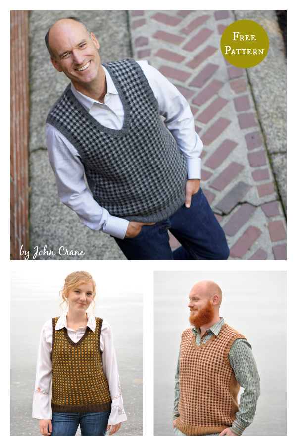 Classic Checked Vest Free Knitting Pattern