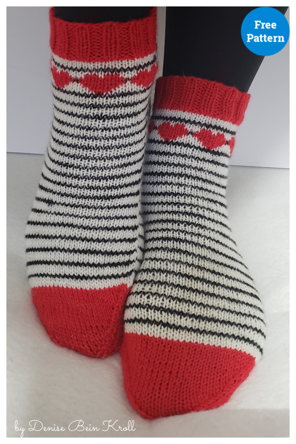 Have a Heart Valentine Socks Free Knitting Pattern