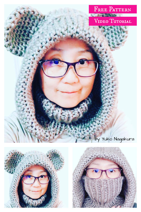 Neck and Face Hoodie Warmer Free Knitting Pattern and Video Tutorial