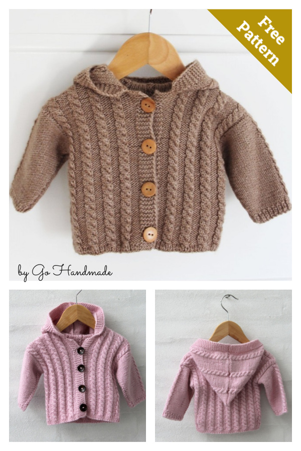 Baby Cabled Jacket with Hood Free Knitting Pattern