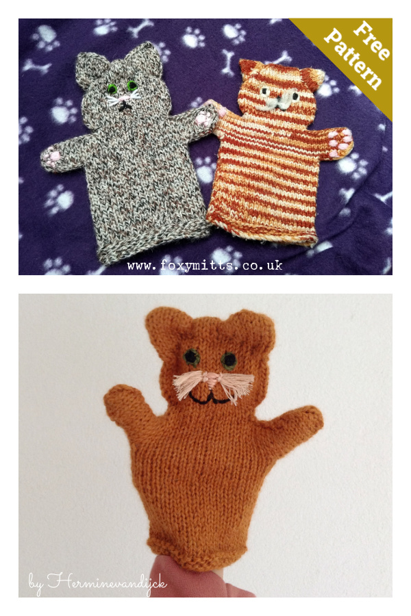 Cat Hand Puppet Free Knitting Pattern