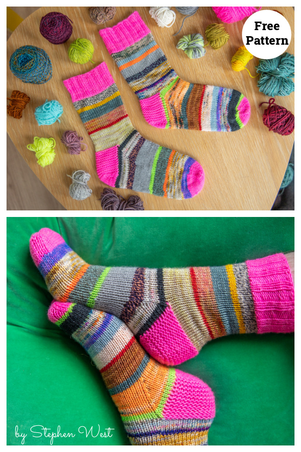 Scrappy DK Socks Free Knitting Pattern