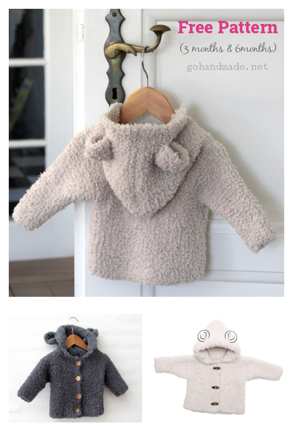 Teddy Hooded Baby Jacket Free Knitting Pattern