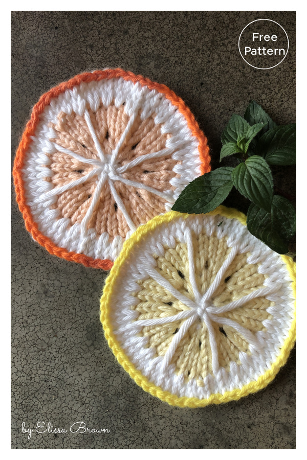Slice of Citrus Coaster Free Knitting Pattern