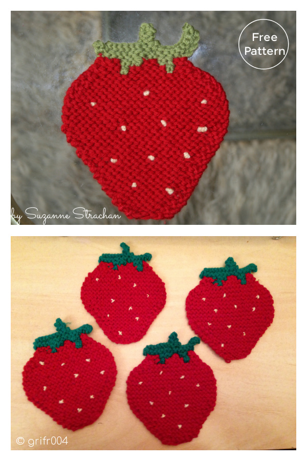 Strawberry Coaster Free Knitting Pattern