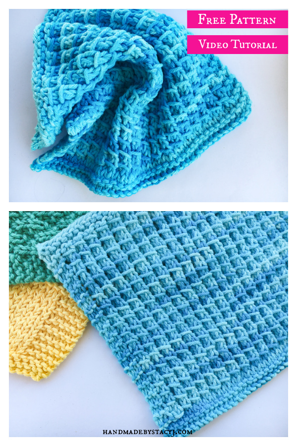 Bamboo Stitch Dish Cloth Free Knitting Pattern and Video Tutorial