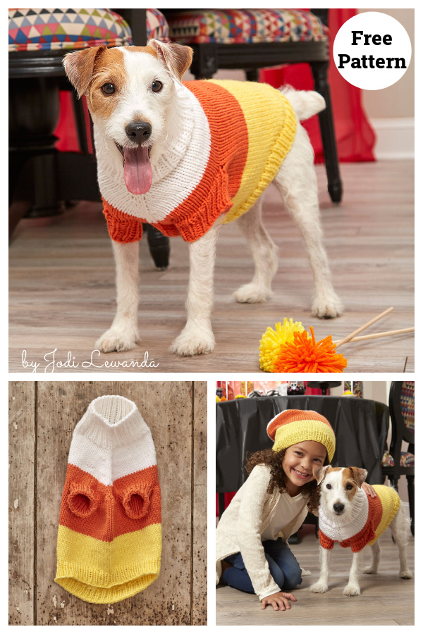 Candy Corn Dog Sweater Free Knitting Pattern
