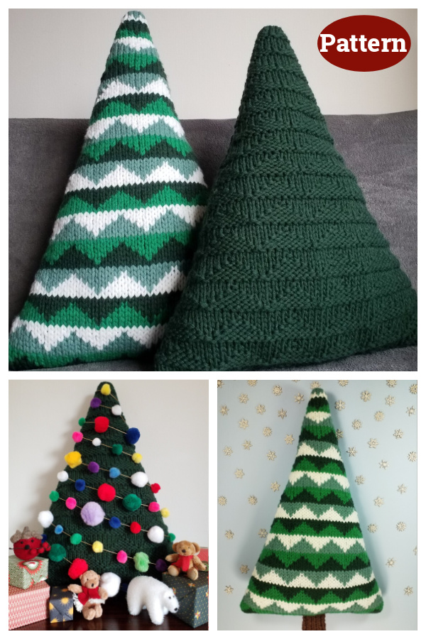 Christmas Tree Cushions Knitting Pattern