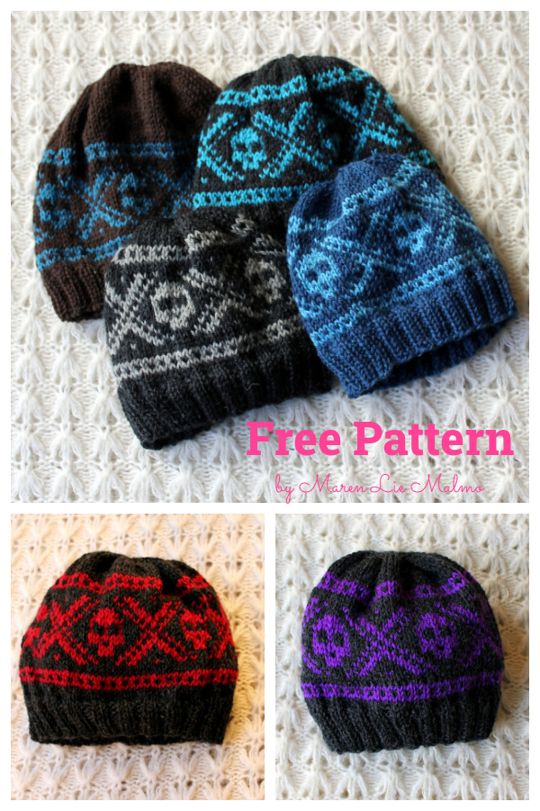 Marius Hats Scull Heart Smiley Free Knitting Pattern