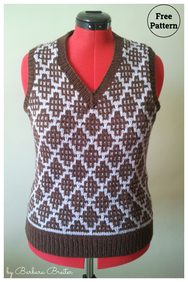 Mosaic Pullover Vest Free Knitting Pattern