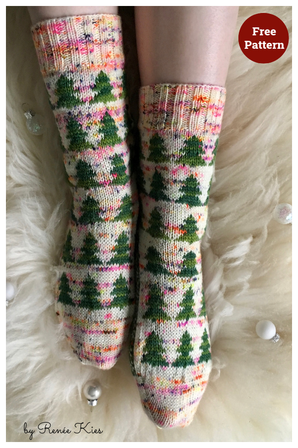 O Dennenboom Christmas Socks Free Knitting Pattern