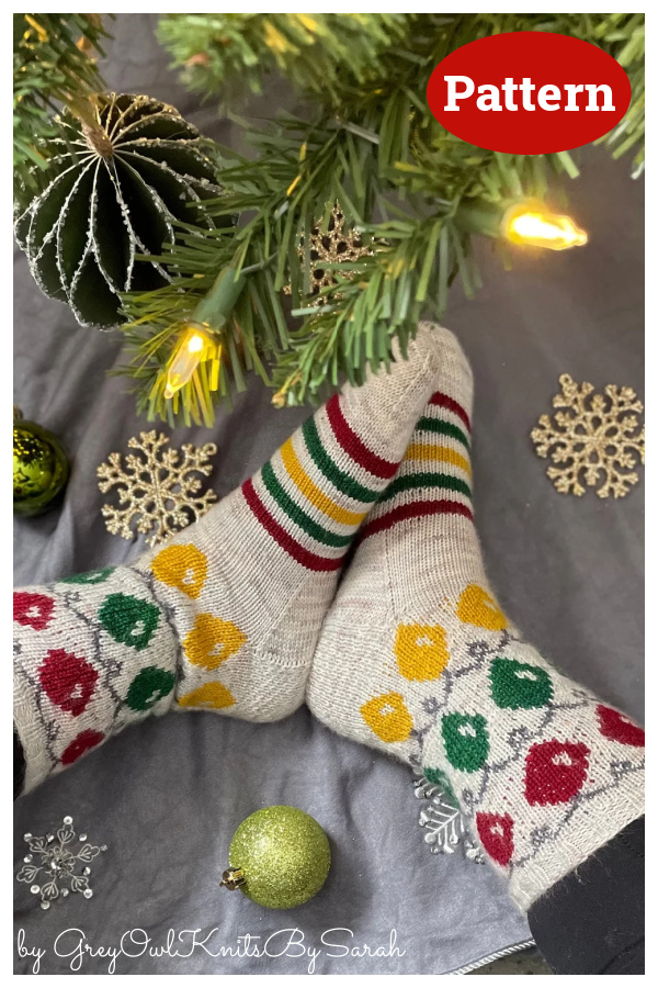 Christmas Light Sock Knitting Pattern