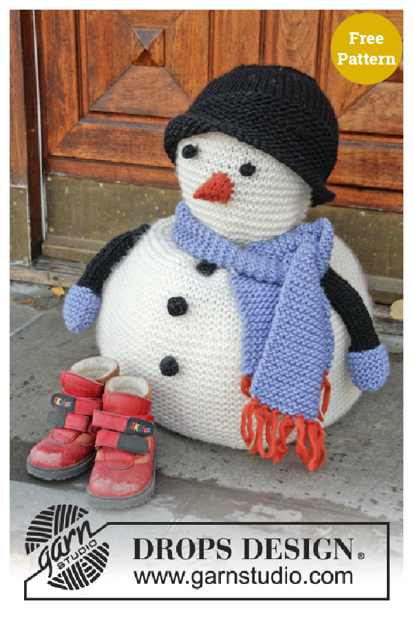 Frank Snowman with Scarf and Hat Free Knitting Pattern
