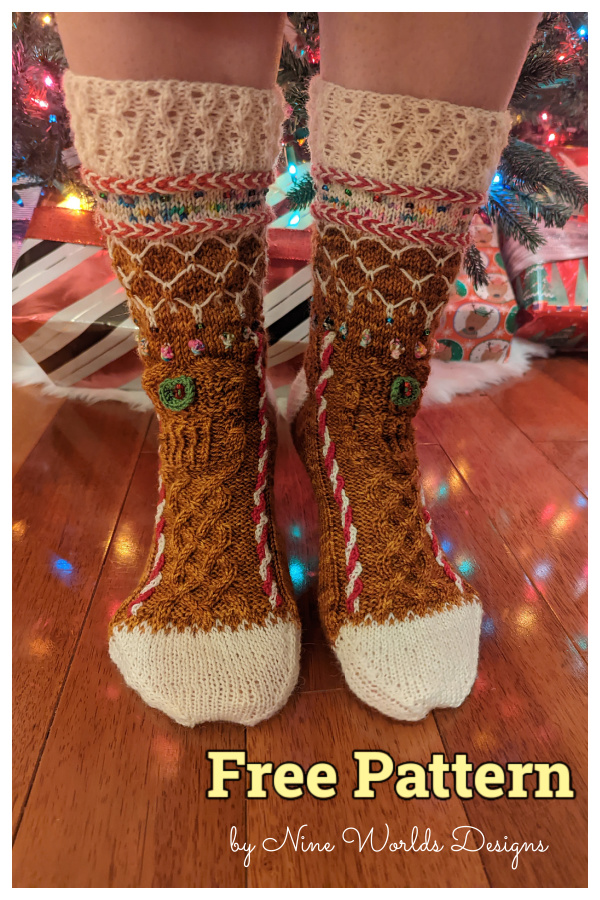 Gingerbread House Socks Free Crochet Pattern