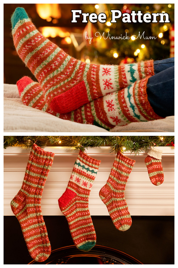 Gretel Christmas Motif Knitted Socks Free Crochet Pattern