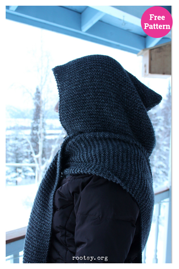 Wide Hooded Scarf Free Knitting Pattern