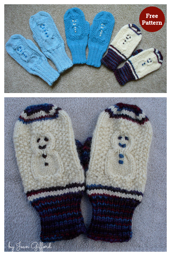 Cabled Snowman Mittens Free Knitting Pattern
