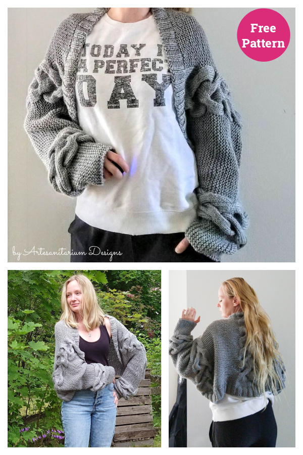 Cabled Wrappy Cardigan Free Knitting Pattern