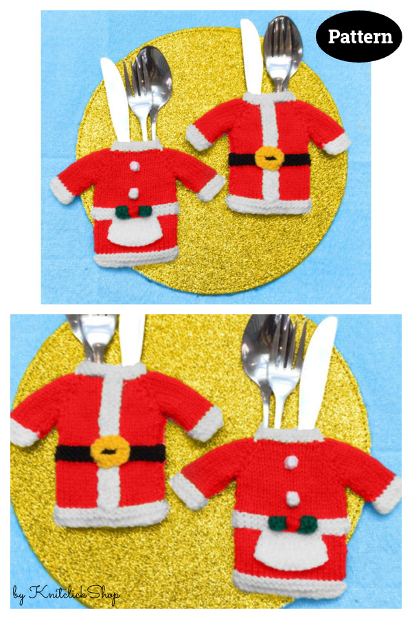 Christmas Cutlery Holders Knitting Pattern