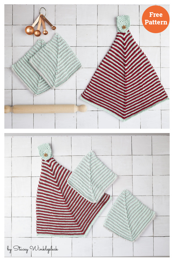 Ridged Mitered Stripes Set Free Knitting Pattern
