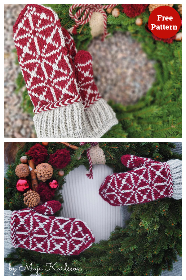 Julvanten 2023 Christmas Mittens Free Knitting Pattern