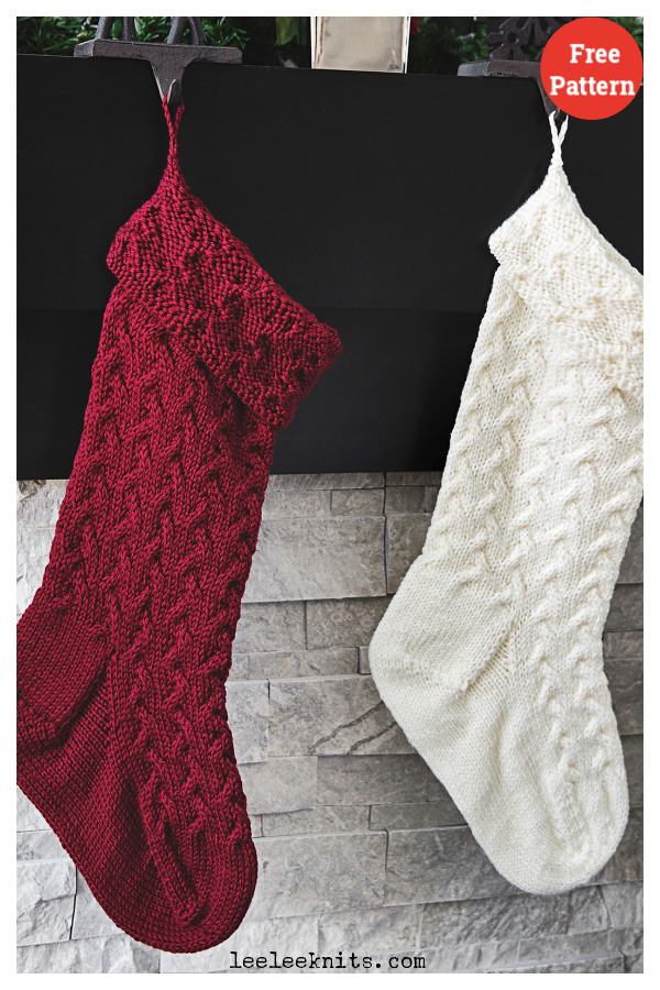 Jumbo Cabled Holiday Stocking Free Knitting Pattern
