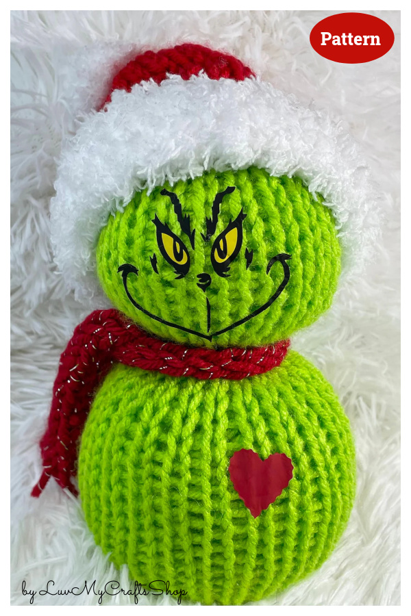 Machine Knit Green Snowman Knitting Pattern