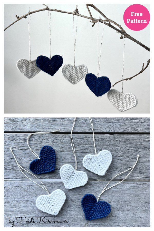 Merry Little Heart Ornament Free Knitting Pattern