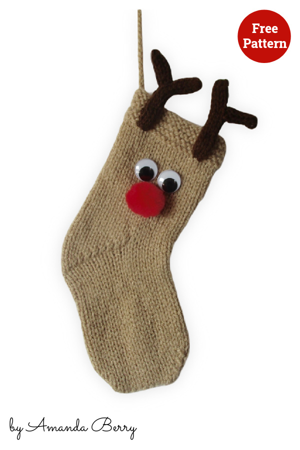 Reindeer Stocking Free Knitting Pattern