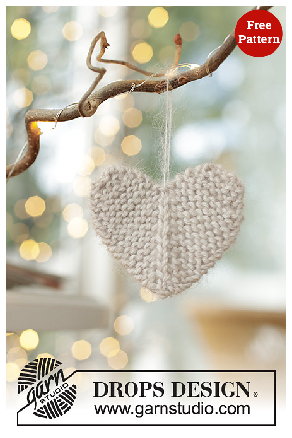Seasonal Beat Christmas Heart Decoration Free Knitting Pattern
