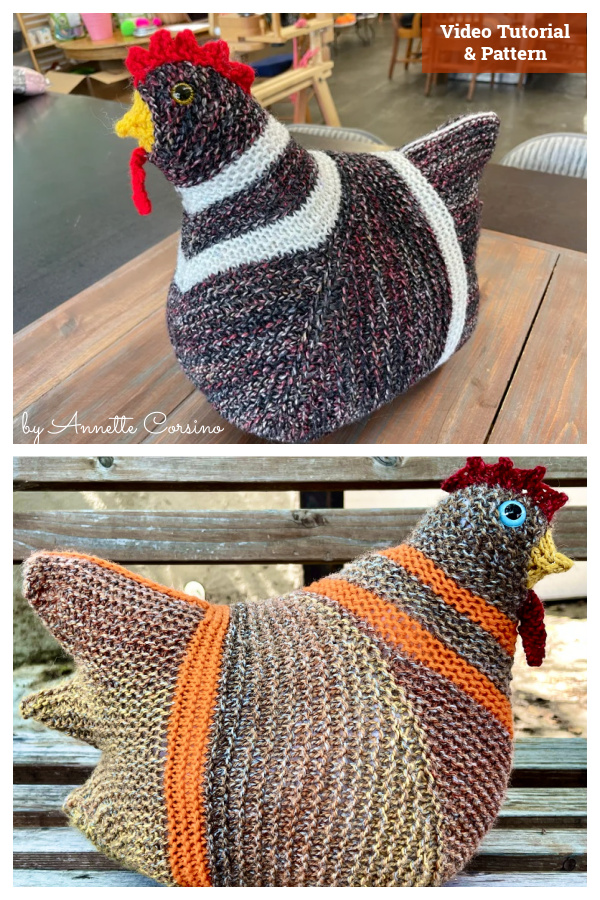 Emotional Support Chicken Knitting Pattern and Video Tutorial 