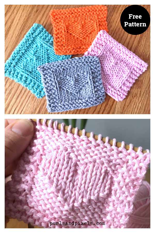 Heart Coaster Free Knitting Pattern 