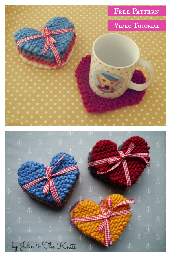 Heart Coaster Free Knitting Pattern and Video Tutorial