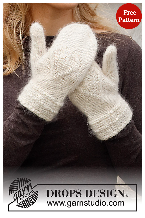 Let it Knit Cables and Hearts Mittens Free Knitting Pattern