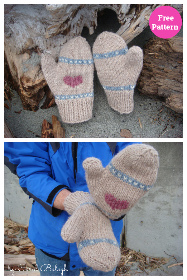 Show Your Heart Mittens Free Knitting Pattern