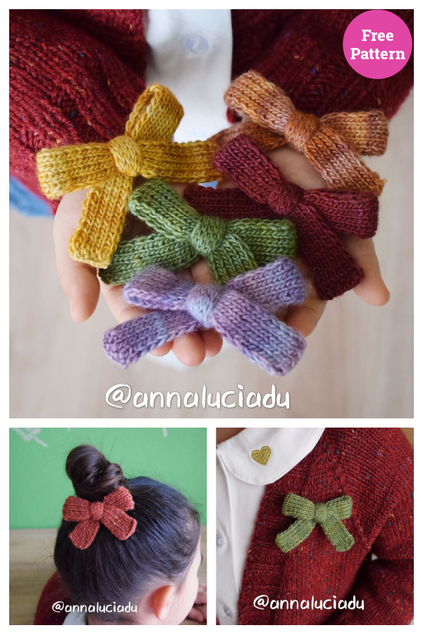 Simple Love Bow Free Knitting Pattern