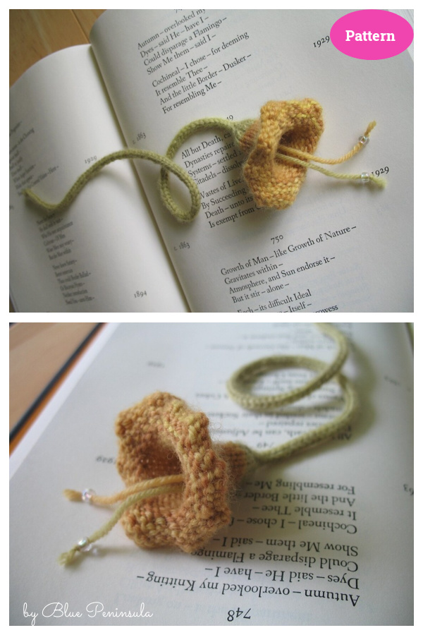 Squash Blossom Bookmark Knitting Pattern