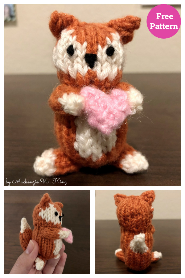 Valentine's Day Fox Softies Plush Free Knitting Pattern