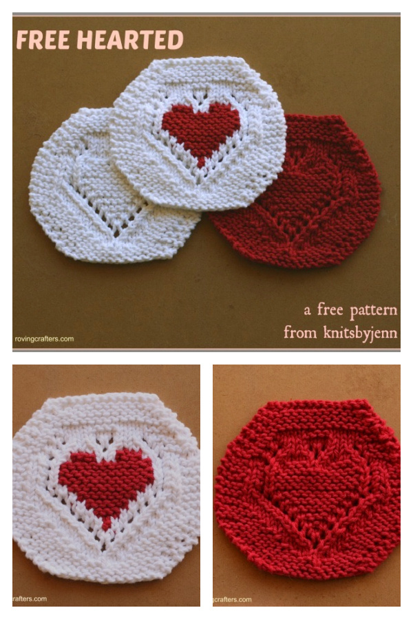 Valentine’s Day Heart Coaster Free Knitting Pattern