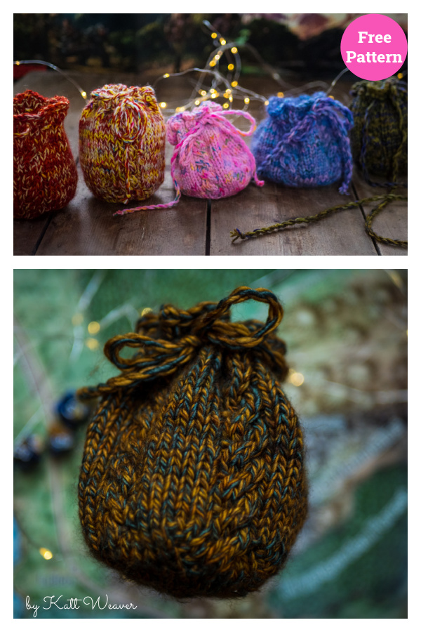 Fuggle's Critmas Dice or Treasure Bag Free Knitting Pattern