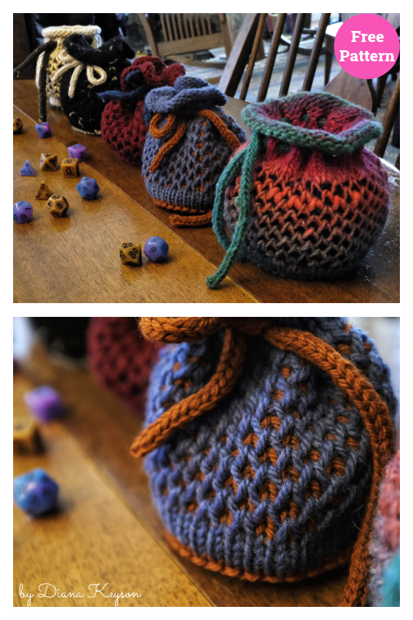 The Dice Bag of Minimal Magic Free Knitting Pattern