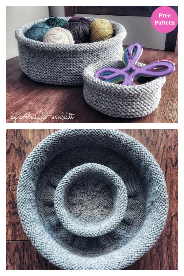 Corrugated Basket Free Knitting Pattern 
