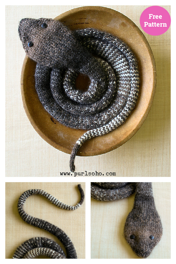 Striped Stockinette Snake Free Knitting Pattern