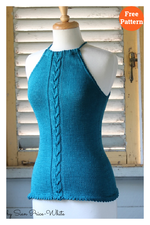 Cabled Summer Halter Free Knitting Pattern
