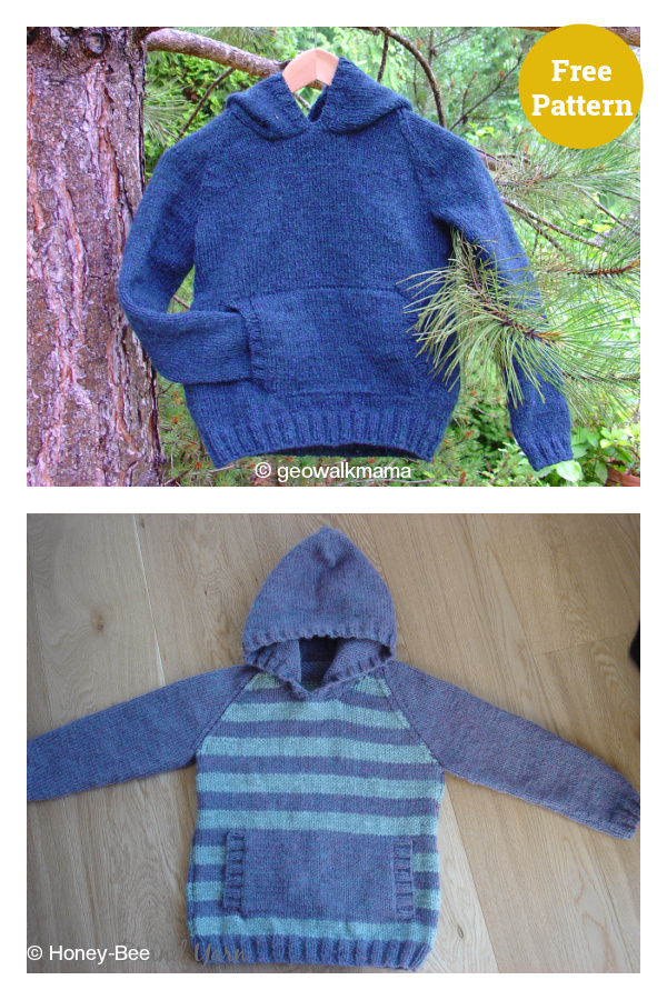 Child's Hooded sweaters with Pockets Free Knitting Pattern